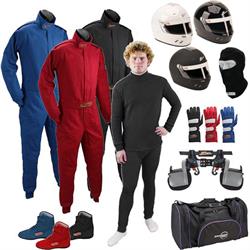 Mega Racer Safety Kit, Zamp Helmet/Rest, 1-Layer 1-Piece Eco Suit