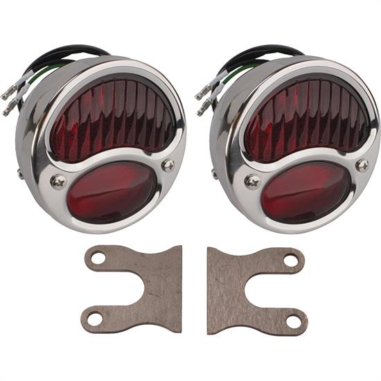 1928-1931 Ford Model A Stainless Tail Lights with Brackets