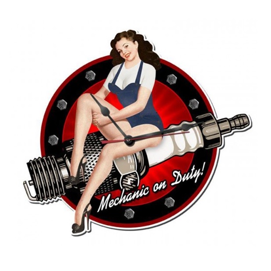 Spark Plug Mechanic On Duty Custom Metal Clock