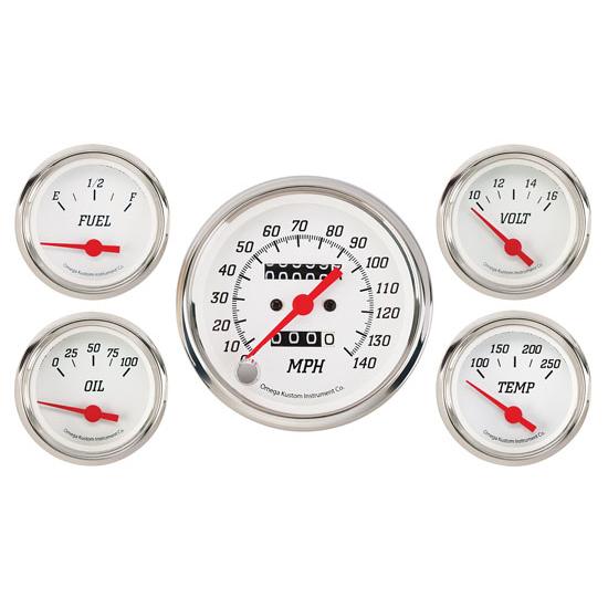 Omega Kustom 5-Gauge Set, Kool White, 3-3/8, Mechanical
