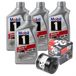 Kawasaki/Yamaha/Honda Oil Change Kit - K&N/Mobil 1 10W40, 4 Quart