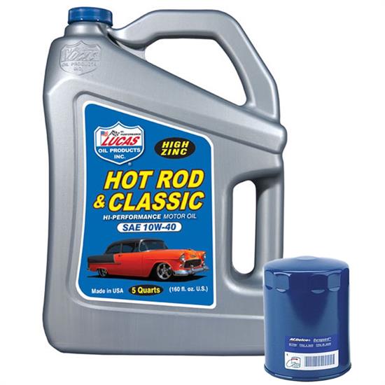 Lucas 10683 SAE 10W40/AC Delco PF1218 Hot Rod Oil Change Kit, 5Q