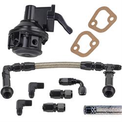 Big Block Chevy 80 GPH Mech Pump/Supply Kit, 4150 Log,-6AN, Black