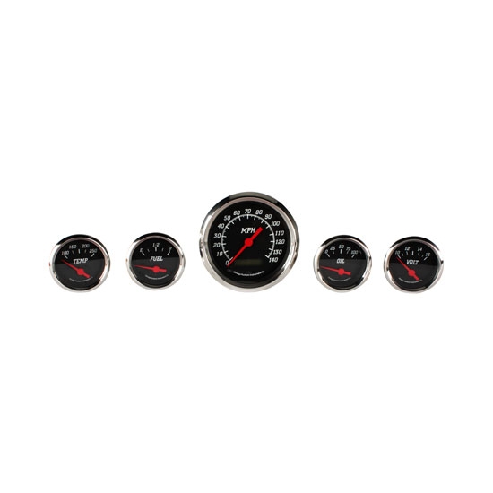 Omega Kustom 5-Gauge Set, Black Top, 3-3/8, Electric