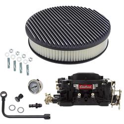 Edelbrock 14053 Performer 600 CFM Man. Carb/Air/Fuel Kit, BLK FIN