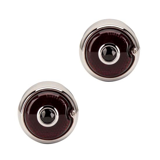 1939 Chevy Stock Lens Taillight Assembly, Chrome Housing, Pair