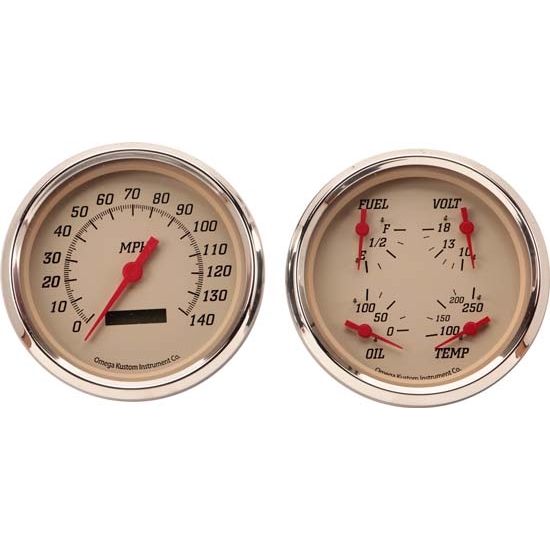 Omega Kustom 22025-R 1951-52 Ford Pickup Quad Gauge Set