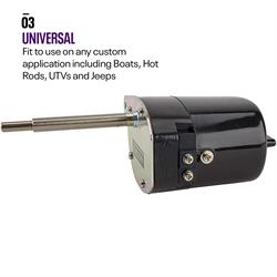 Universal Black 12 Volt Electric Windshield Wiper Motor Kit