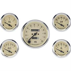 Omega Kustom 5-Gauge Set, 3-3/8 Inch Mechanical Speedometer