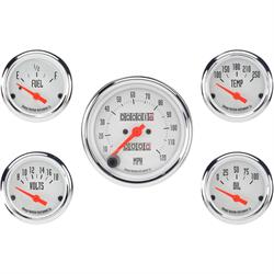 Omega Kustom 5-Gauge Set, 3-3/8 Inch Mechanical Speedometer