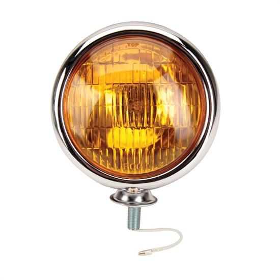 Chrome Vintage Style Fog Light, 12 Volt, Amber Lens
