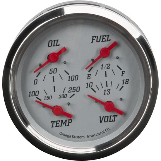 4" 4-in-1 Gauge with Fuel, Oil, Temp and Volt, Silver
