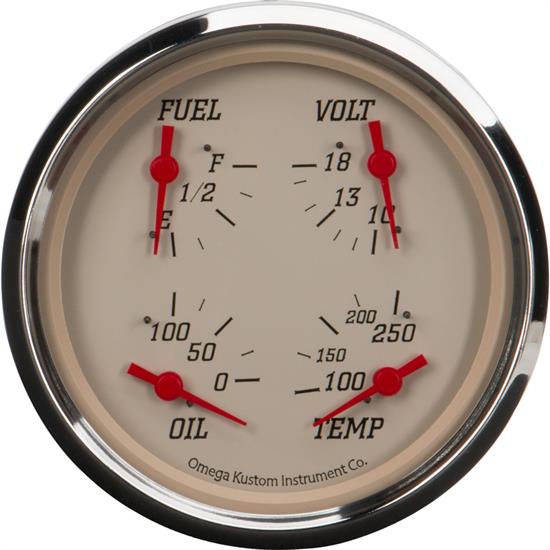 5" 4-in-1 Gauge with Fuel, Oil, Temp and Volt, Beige