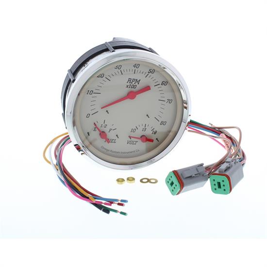 Omega Kustom 5", 8K RPM Tachometer, Beige, 3-N-1 Gauge