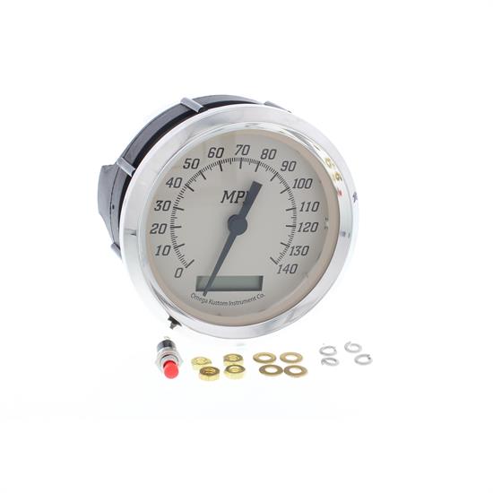 Omega Kustom 4", 140MPH Speedometer, Programmable, Beige