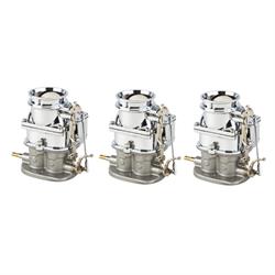 Set of 3 9 Super 7® 3-Bolt 2-Barrel Carburetors, Chrome Finish