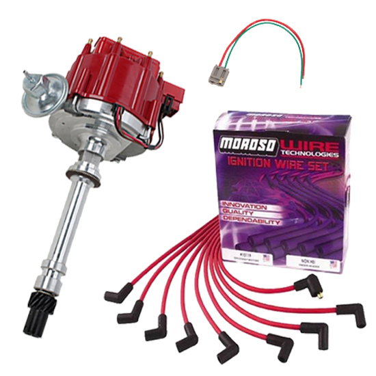 SBC HEI Distributor and Spark Plug Wiring Kit, Over Valve Covers