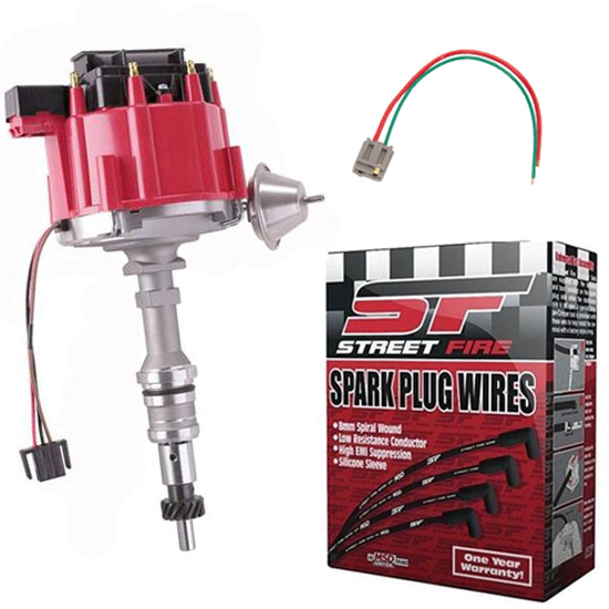 SBF HEI Distributor and Spark Plug Wiring Kit, Cast Camshaft