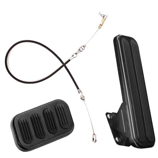 Lokar Midnight Series Standard Throttle/Brake Pedal Kit, w/Cable