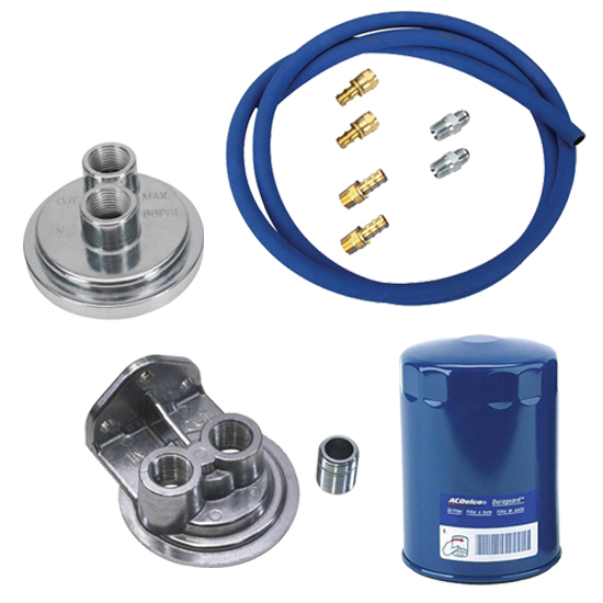 SBC Remote Oil Filter Relocation Kit, Vertical Inlet/Outlet