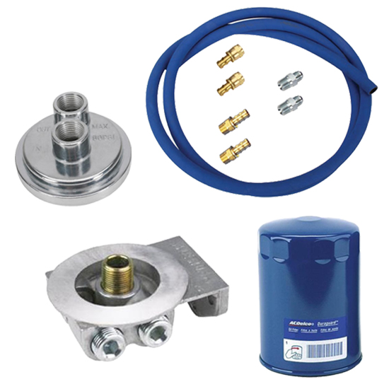 SBC Remote Oil Filter Relocation Kit, Horizontal Inlet/Outlet