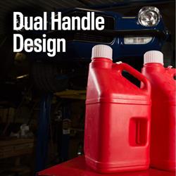 Utility Jugs w/Filler Hose, Red, 5 Gallon, Pair
