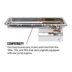 LS Swap Conversion Low Profile Oil Pan Kit Chrome, 90 Degree 10AN