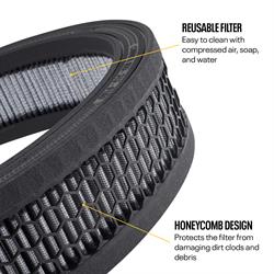 14 Inch Mini Velocity Stack Flat Base Air Cleaner Premium Filter