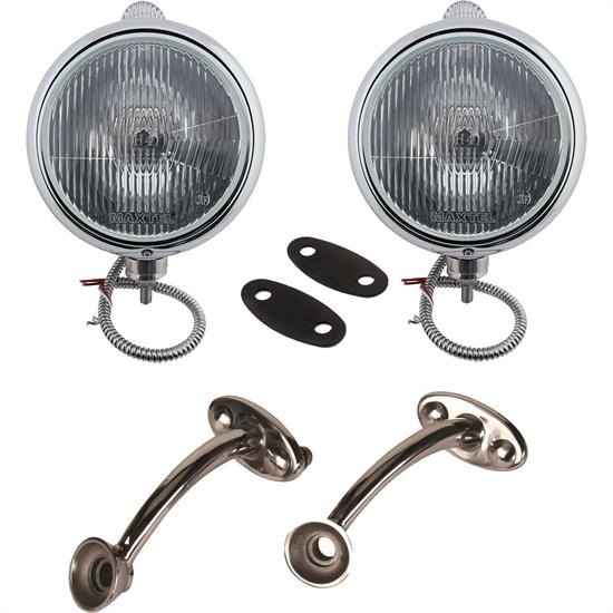 Guide 682-C Style 12-Volt Headlights w/ Mounting Brackets, Chrome