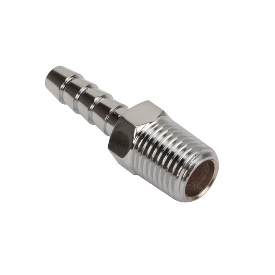 Straight Chrome Fitting, 1/4 Inch Hose to 1/4 Inch NPT