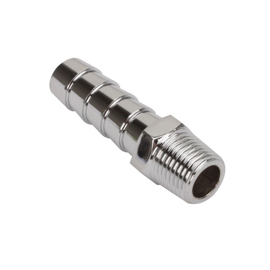 Straight Chrome Fitting, 5/16 Inch Hose to 1/8 Inch NPT