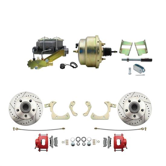 Speedway Deluxe 59-64 Chevy Disc Conv. Kit, D/S Rotors, Red