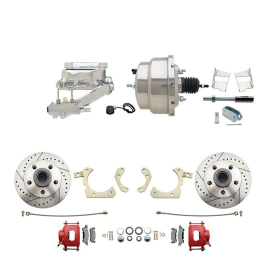 Speedway Deluxe 59-64 Chevy Disc Conv. Kit, D/S Rotors, Red