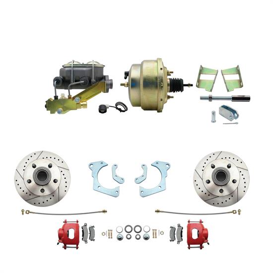 Speedway Deluxe 65-68 Chevy Disc Conv. Kit, D/S Rotors, Red