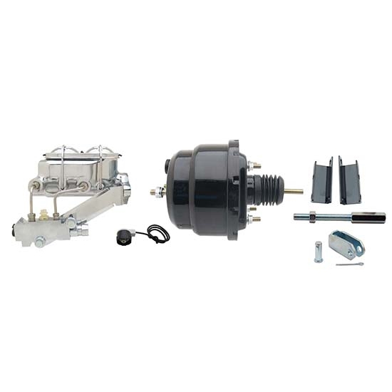 55-57 Fullsize Chevy Brake Booster Kit, 1-1/8 In Bore, Black