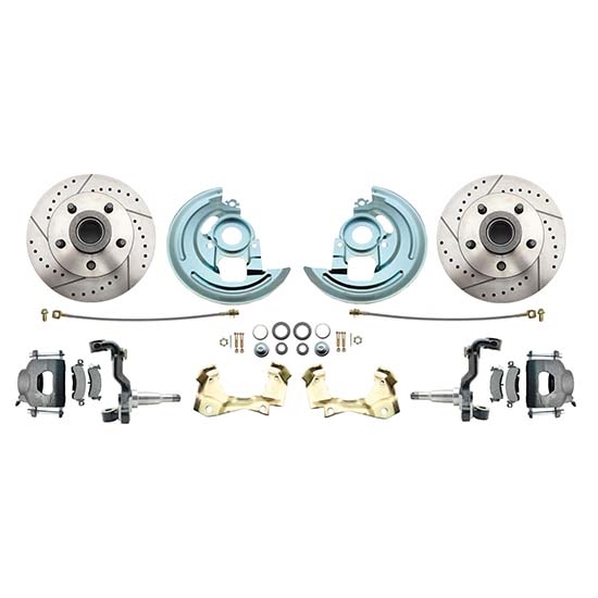 64-74 GM A/F/X Body 11 In Disc Brake Kit, Drill/Slot Rtr, Gry Caliper