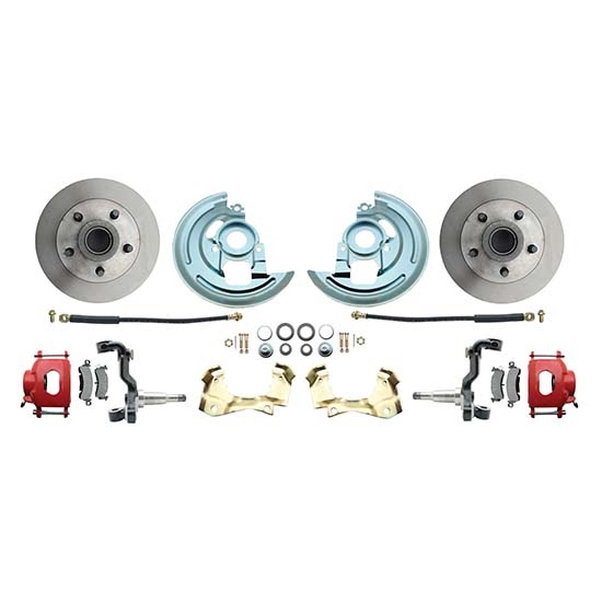 64-74 GM A/F/X Body 11 In Disc Brake Kit, Std Rtr, Red Caliper