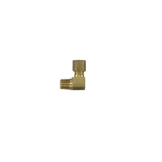 Brass Compression Fitting, 3/16 Tube to 1/8 NPT, 90 Degree