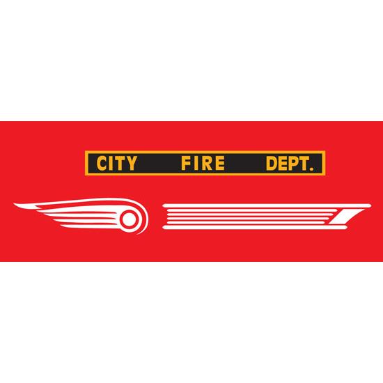 Steelcraft Chrysler 1941 Airflow Fire Truck Pedal Car Graphic