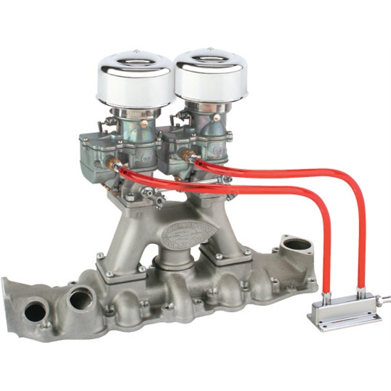 Chrome 9 Super 7® 2x2 Carb/Intake Manifold Kit, 1949-53 Flathead