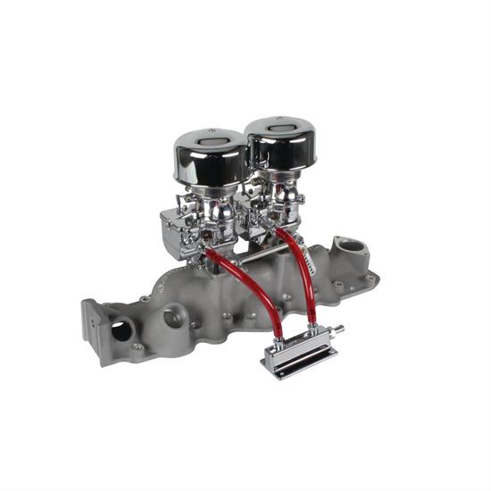 Chrome 9 Super 7® 2x2 Carb/Intake Manifold Kit, 1949-53 Flathead