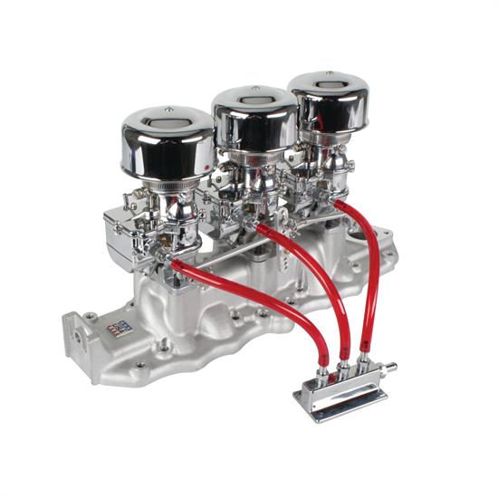 Chrome 9 Super 7® 3x2 Carb/Intake Manifold Kit, 1938-48 Flathead