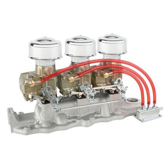 Chrome 9 Super 7® 3x2 Carb/Intake Manifold Kit, 1949-53 Flathead