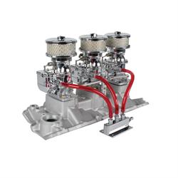 Chrome 9 Super 7® 3x2 Carb/Intake Manifold Kit, 1957-86 S/B Chevy