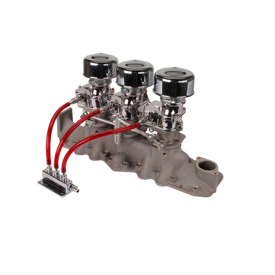 Chrome 9 Super 7® 3x2 Carb/Intake Manifold Kit, 1942-48 Flathead