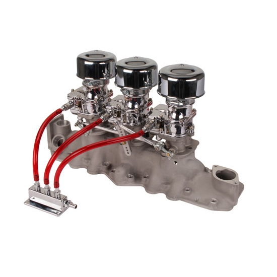 Chrome 9 Super 7® 3x2 Carb/Intake Manifold Kit, 1949-53 Flathead