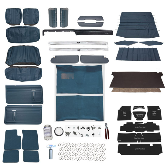 Complete Interior Kit for 1969-71 Nova w/o AC, Bench Seat, Blue