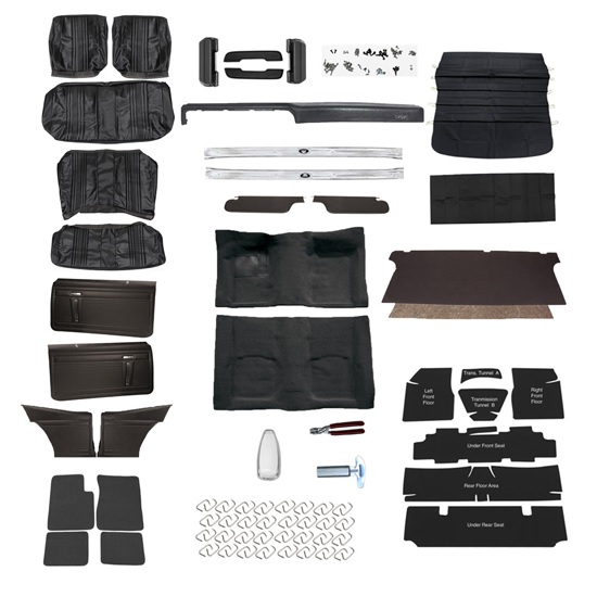 Complete Interior Kit, 1972 Nova w/o AC, Bucket Seats, Custom Panels