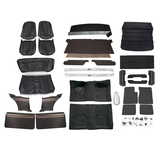 Complete Interior Kit, 69-70 Nova w/AC, Bucket Seats, Woodgrain Panels