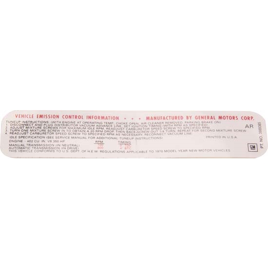 Jim Osborn DC0598 402/350HP MT After 1-70 Emission Decal